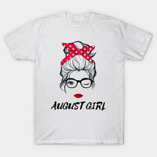 August Girl Woman Lady Wink Eye  Face Birthday Gift T-Shirt